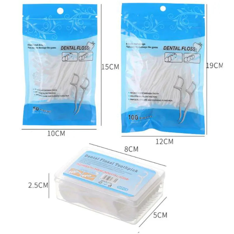 50/100pcs Toothpick Floss Interdental Tooth Cleaner Disposable Dental Toothpicks For Adult Tooth Cleaning Toothpicks With Thread